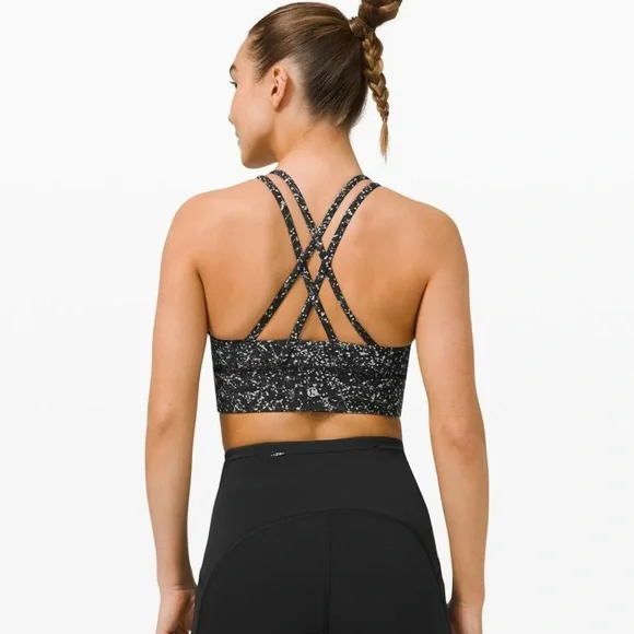 Lululemon Energy Reflective Long-Line Bra B–D Crinkle Dust ReflectiveWhite Multi